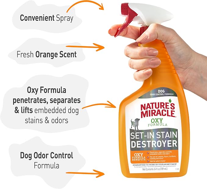 Nature’s Miracle Set-In Stain Destroyer For Dog Messes, 24 Ounces, Oxy Formula With Orange Scent