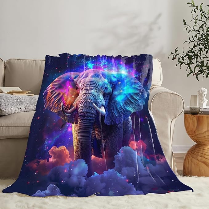 Tijuboni Elephant Throw Blanket Elephant Gifts for Girls Boys Women Men Kids Adults Soft Flannel Fleece Blanket for Couch Sofa Bed Home Decor 60"x80"