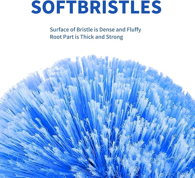 Screw on Webster Cobweb Duster Head for Pole,Spider Web Remover Brush, Cobweb Duster Head Attachment,Fits Standard 3/4 inch Threaded Poles(Big, Blue)