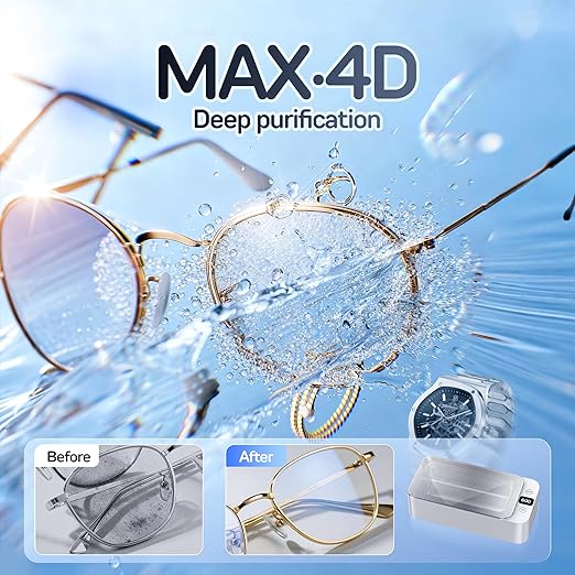 Ultrasonic Jewelry Cleaner,50Khz Ultrasonic Cleaner Machine,17oz 316SUS Tank,5 Cleaning Modes,Suitable for Jewelry, Eyeglasses, Rings, Watch Bands, and Dentures (White)