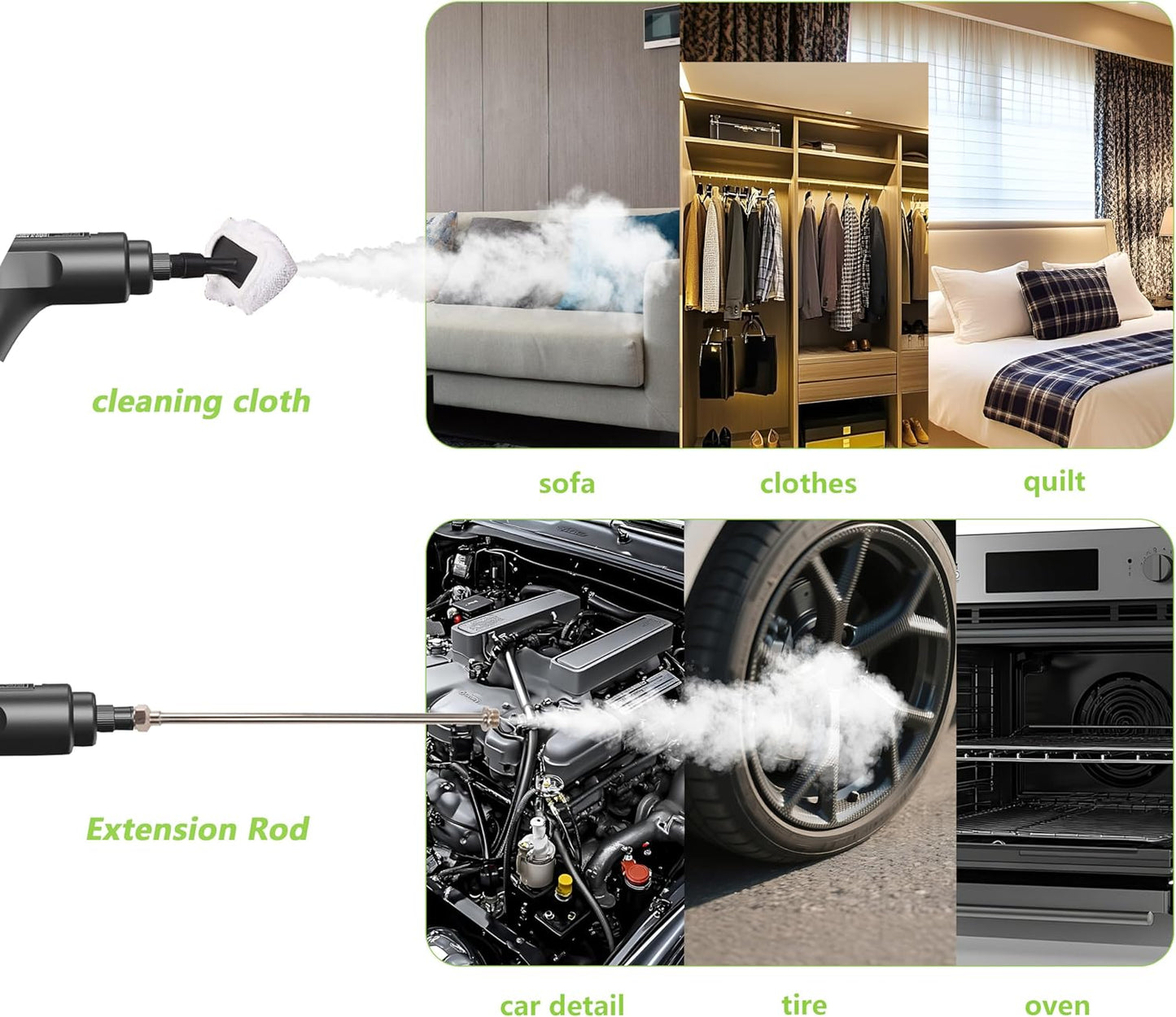 Steam Cleaner Handheld, Portable Steamer Cleaner, 9pcs Fast Heating, 2500W Steamer for Home, Kitchen, Car Details, Window, Grout, Toilet.