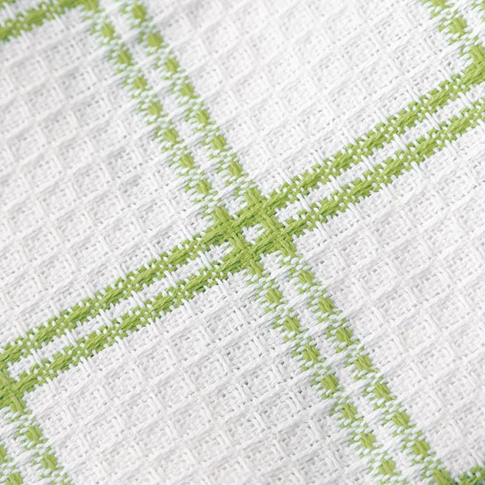 T-Fal Premium Waffle Dish Cloths: Highly Absorbent, Super Soft Long Lasting - 100% Cotton, 12"x13" Towel for Cleaning & Drying, (12-Pack), Green