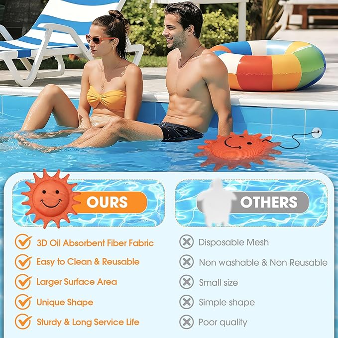 Hot Tub Scum Absorber, Hot Tub Accessories, Spa & Pool Scum Eliminating Balls,Hot Tub Scum Sponge for Hot Tub Oil Absorbing Sponge for Hot Tub Skimmer, Hot Tub Sponge Scum Remover (Sunflower)