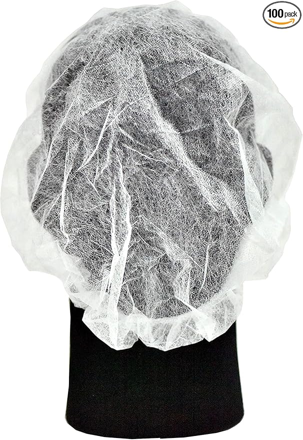 Disposable Bouffant Caps Breathable, Latex-Free, Elastic Edge for Secure Fit, 100 Pcs