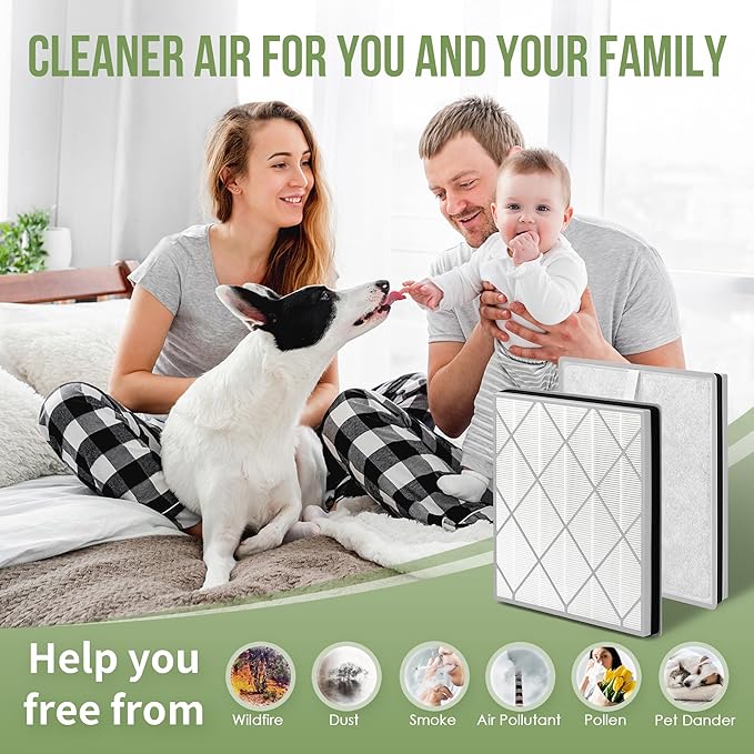 HE401 Filter Replacement for Shark Air Puri-fier 4 Filter Replacement, Compatible with Shark Air Puri-fier 4 HE400 HE401 HE402 HE405, 3-Pack H13 True HEPA with Advanced Odor Lock Filter
