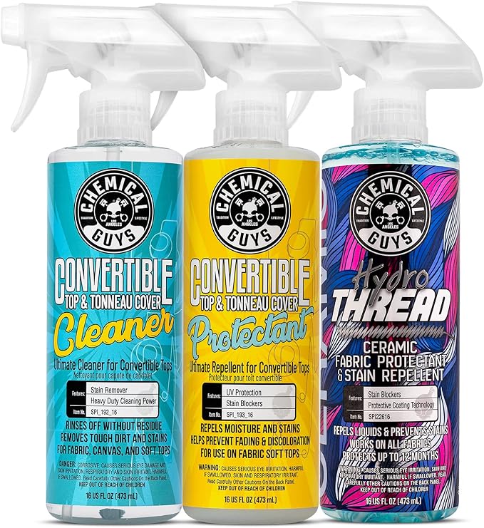Chemical Guys HOL_996 Convertible Top Cleaner and Protectant Kit With SPI22616 HydroThread Ceramic Fabric Protectant & Stain Repellent (Works on Fabric, Carpet & Upholstery) 3 Item (16 fl oz)