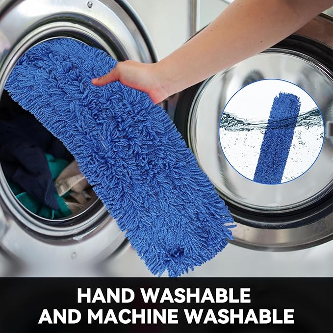 60 Inch Commercial Dust Mop Head: Replacement Medium Washable Industrial Mop Head Sweeper and Janitorial Replacement Blue