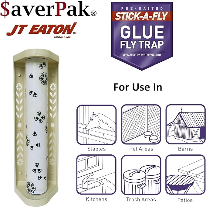 $averPak 2 Pack - JT Eaton Stick-A-Fly Glue Fly Stick Traps