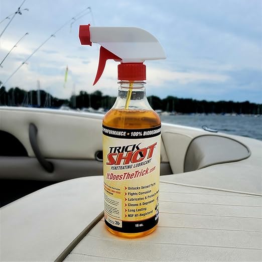 Trick Shot - 3-in-1 Penetrating Lubricant Oil - Biobased Food Grade Industrial Oil for Parts, Rust and Corrosion Remover, Anti-Seize Lubricant Protects Metal Surfaces, Degreases & Cleans - 16 oz