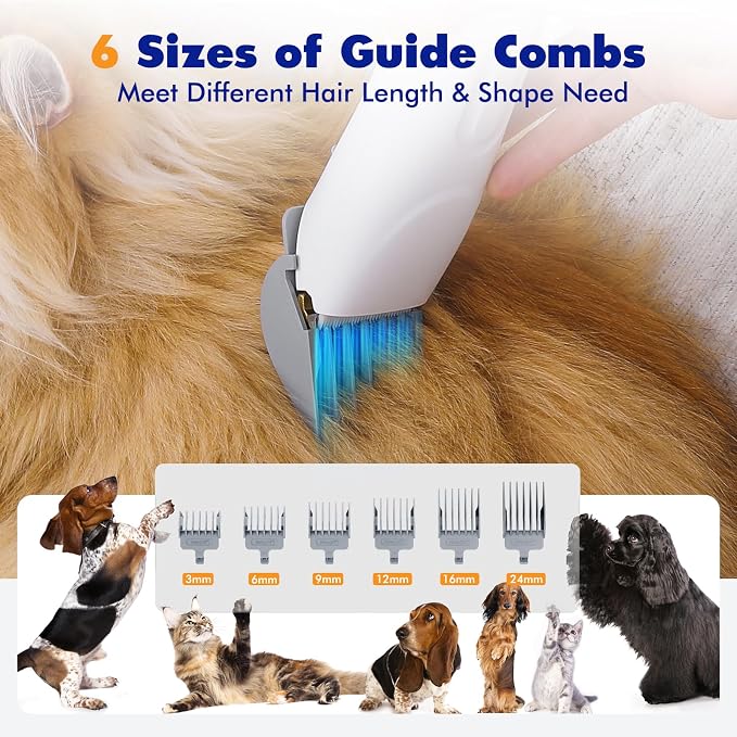 Rywell Dog Grooming Vacuum Kit with Clippers and Brushes, 12000Pa Low Noise Pet Hair Trimmer for Shedding, 1.5L Large Capacity Grooming Tool for Home Use