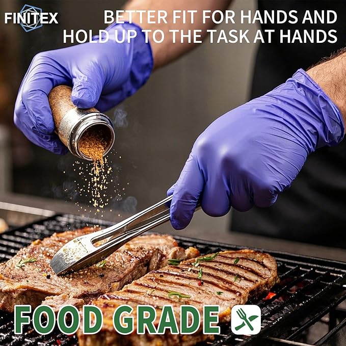 FINITEX Nitrile Disposable Medical Exam Gloves - Ice Blue 3.2 mil Latex-Free Gloves Examination Cleaning Food Gloves