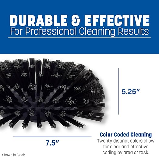 SPARTA Tank and Kettle Scrub Brush Heavy-Duty Tile Brush, Color-Coded and Handle Compatible (Sold Separately) for Optimal Access In Spacious Containers, Plastic, 5.25 X 7.5 Inches, Black, (Pack of 2)