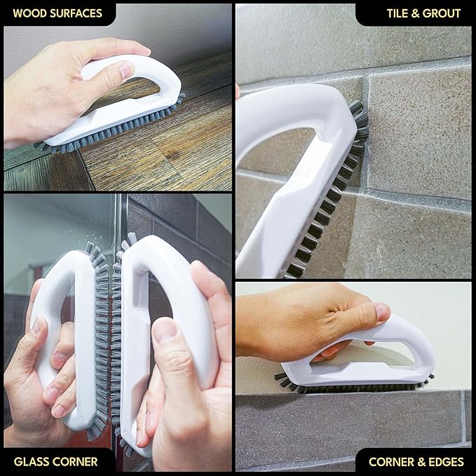 Natural Wall Cleaner (24 oz Stain Removing Spray) & Grout Cleaning Brush with Stiff Nylon Durable Bristles - a perfect combo for cleaning Walls, Bathroom, Kitchen, Tile, Floor, Bathtub, Carpet and man