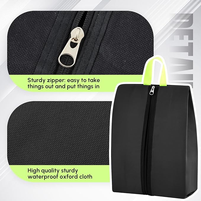 2 Pcs 2 Pack 4 Layer Smell Proof Cleat Bag Fits up to Size 14, Odor & Mud Resistant Cleat Storage, Waterproof, Fits Soccer, Football, Baseball & Golf Shoes (Black)