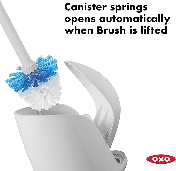 OXO Good Grips Compact Toilet Brush & Canister Bundle - Gray and White
