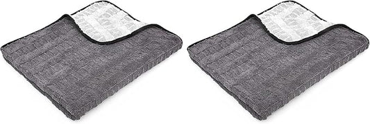 The Rag Company Gauntlet Car Drying Towel, Ultra-Absorbent 70/30 Blend Korean Microfiber, Dries Vehicles Faster Without Scratching, 900 GSM, 30x36 Inches, Ice Grey/Grey, 2-Pack