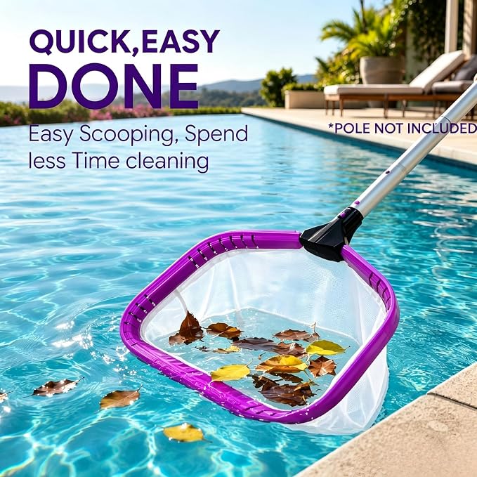 Professional Pool Skimmer Net, Heavy Duty Deep Fine Nylon Mesh Bag Leaf Skimmer with Aluminum Frame, Fast Debris Cleaning for Inground & Above Ground Pools and Ponds, No Pole (YDRS113F)