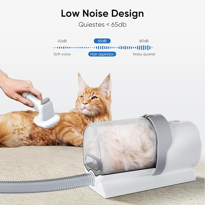 NEWBULIG Pet Grooming Vacuum Kit, 2.5L Dust Cup, 3 Suction Modes and 5 Groomer Tools, Dog Clippers with Cordless Low Noise for Cats, Dogs Other Animals Hair Trimmer