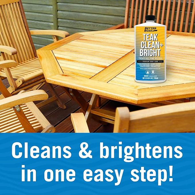 Better Boat Teak Cleaner and Brightener for Wood, Teak Oil or Sealer for Boats, Indoor Furniture, Shower Stools, and Outdoor Wood Furniture Restorer for Stains
