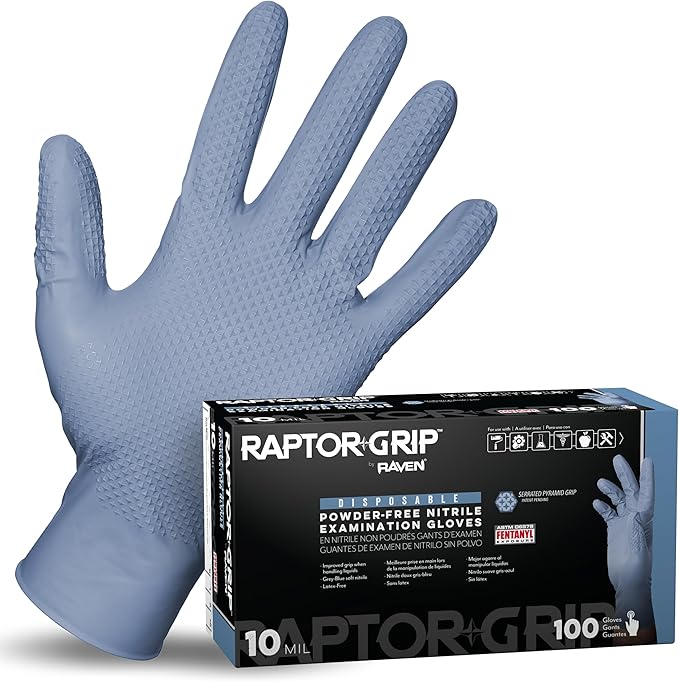 Raptor Grip™ Powder Free Exam Grade Nitrile Gloves
