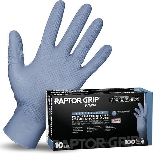 Raptor Grip™ Powder Free Exam Grade Nitrile Gloves