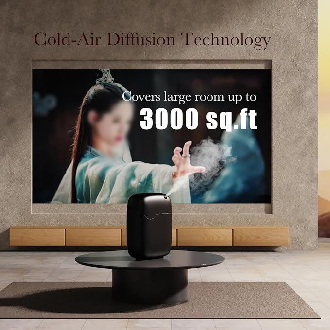 Hotel Scent Diffuser, Waterless Essential Oil Diffuser with Bluetooth Control, 400ml Capacity Aromatherapy Machine, Black, Wall Mount or Tabletop, Low Noise Operation, Covers up to 3000 Sq Ft