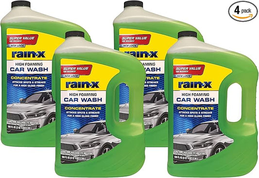 Rain-X 620191 Foaming Car Wash - 100 fl oz. High-Foaming, Concentrated Formula For Greater Cleaning Action, Safely Lifting Dirt, Grime And Residues For An Exceptional Clean 100 Fl Oz (Pack of 4)