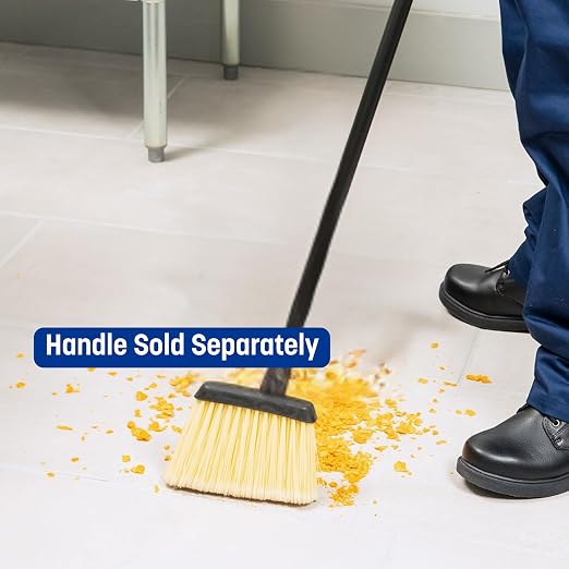 Sparta Duo-Sweep Flagged Angle Broom Head with Frayed Bristles, Heavy Duty Broom Head for Sweeping Fine Dust and Debris, 12" Long, 1 Count, Natural