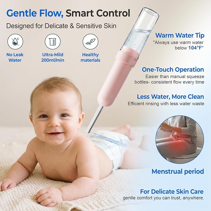 Portable Bidet for Travel | Bathroom - Rechargeable Electric Bidet Sprayer with 3 Pressure | Waterproof for Ultimate Personal Hygiene Cleaning at Home Office and Camping