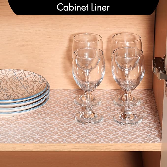 Cooyes Shelf and Drawer Liner for Kitchen Cabinets – Non-Adhesive, Waterproof, Non-Slip Cabinet Liners for Scratch Protection, Desk, Refrigerator, Shelves, Drawers with Modern Pattern