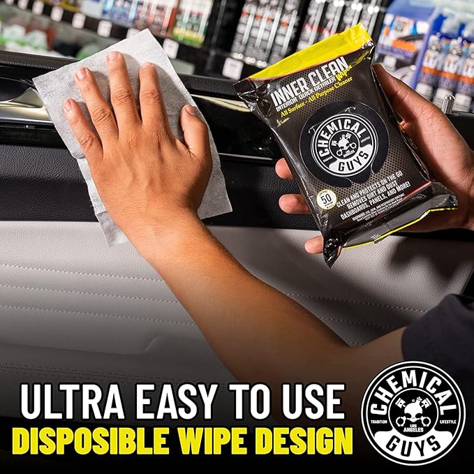 Chemical Guys PMWTVD10750 VRP Shine and Protectant And PMWSPI66350 InnerClean Interior Quick Detailer & Protectant Wipes, Safe for Cars, Trucks, SUVs, Jeeps, RVs & More (100 Ct) 2 Pack