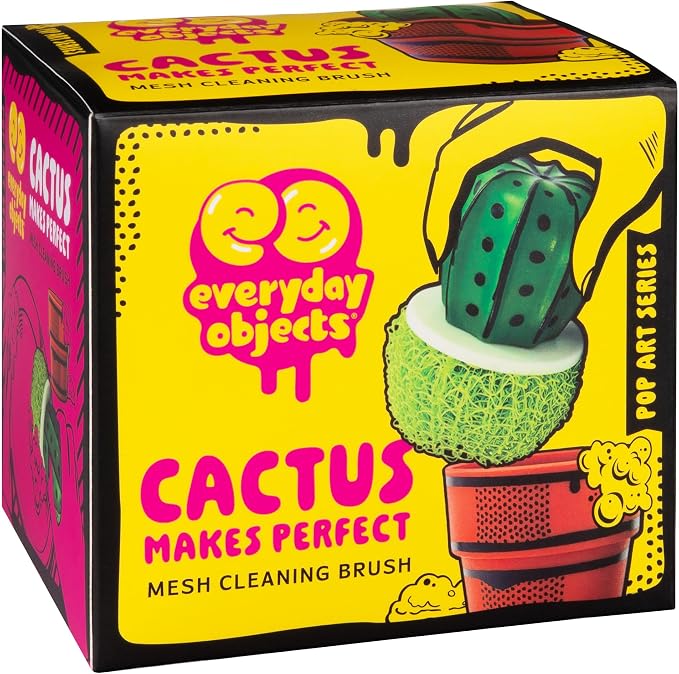 Cactus Makes Perfect – Mesh Scrub Brush for Dishes | Funny Cactus Sponge for Kitchen Cleaning