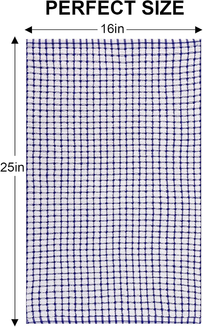 Kitinjoy Cotton 8 Pack Terry Kitchen Towels, 16 x 25 Inches Super Soft and Absorbent Dish Towels, Quick Drying Hand Towels for Kitchen Drying, Blue