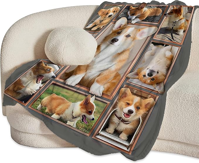 jerkboo Corgi Blanket Throws Corgi Gifts Cute Corgi Dog Throw Blanket for Girls Women Kids Adults Soft Warm Cozy Fleece Blanket for Couch Sofa Bed 50""x40""