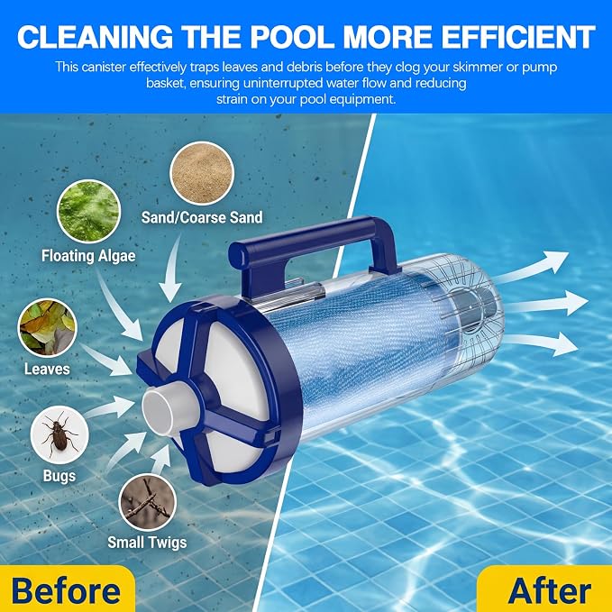 Upgraded W530 Pool Leaf Canister w/Mesh Bag Large Capacity Compatible with Hayward Pen-tair Pool Vacuum Cleaner Navigator Aquanaut Kreepy Krauly Heavy Duty Open Line Pool Leaf Catcher R211084K