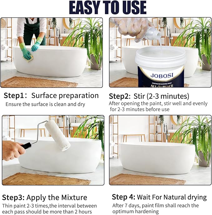 White Tile Paint and Tile Refinishing Kit 32.0 Fl Oz/50-55sq.ft bathtub bathroom wall paint, resurfacing sink tub waterproof kitchen countertop