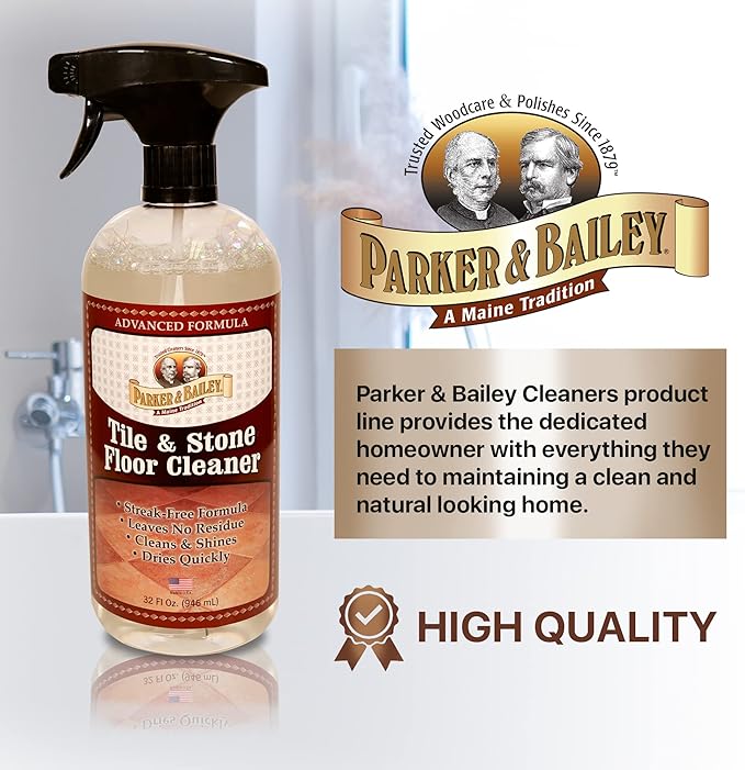 Parker & Bailey Tile & Stone Cleaner - Granite Countertop Kitchen Island Cleaning Spray Marble Tile Slate Quartz Daily Granite Bathroom Counter - 32 oz