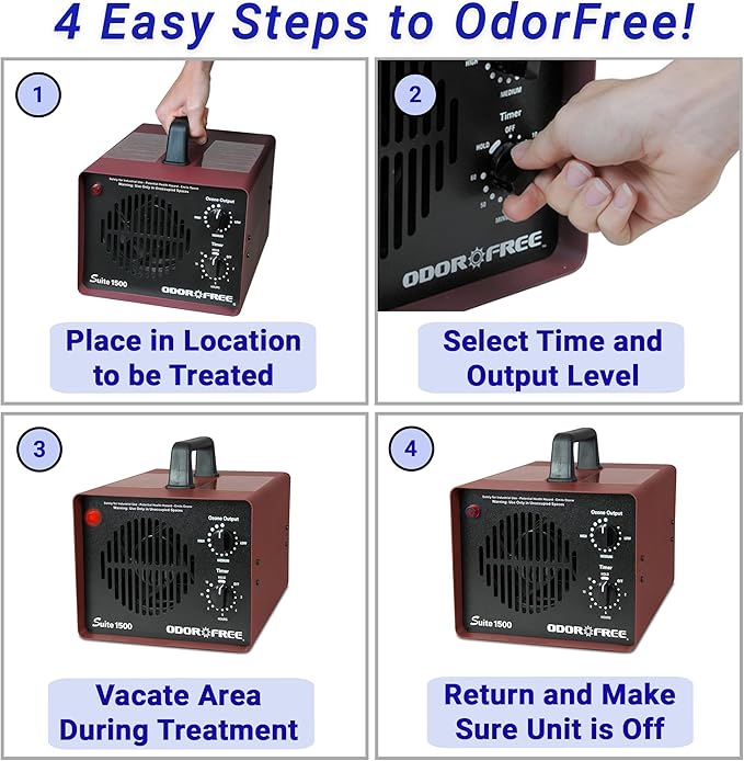 OdorFree Suite 1500 Ozone Machine Odor Removal for Eliminating Smells from Small Apartments, Hotels, Vehicles and Boats - Ozone Generator