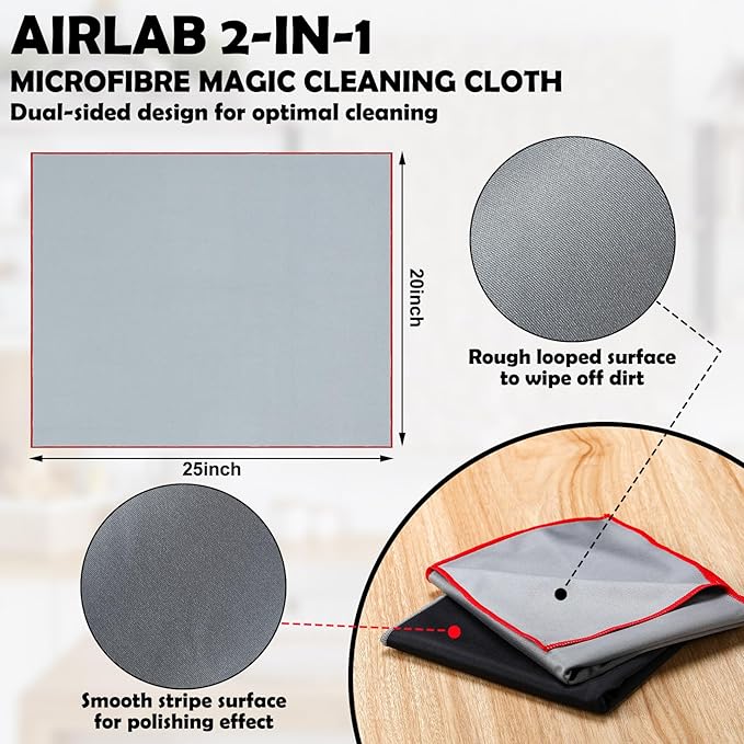 VitalCozy 12 Wine Glass Cleaning Cloths Large Microfiber Polishing Cloths 25 x 20 Inch Lintless Towels for Drying Wine Glasses Cleaning Window Stemware Dishes Glassware (Black，Grey)