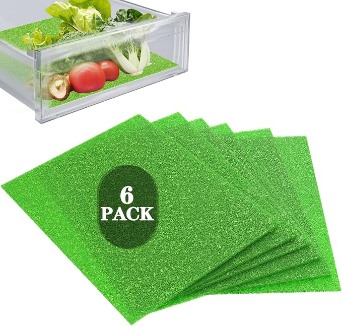 6 Pcs Refrigerator Drawer Liners for Fruit and Vegetables Fresher Life Extender,Refrigerator Organizers and Storage, Fridge Shelf Liners(12"x15")