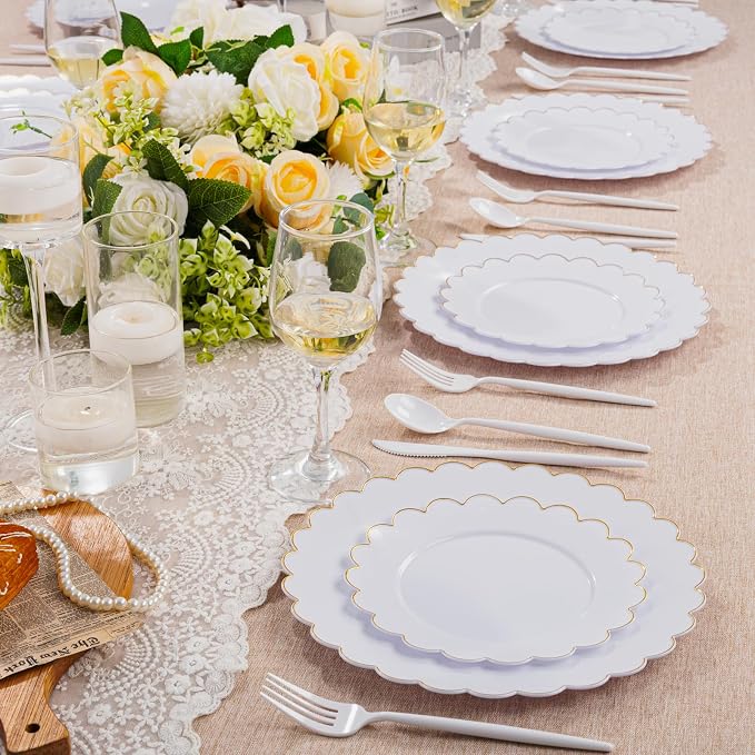 Supernal 360PCS White Plastic Silverware Set - Heavy Duty Disposable Utensils (120 Forks, 120 Knives, 120 Spoons) - Elegant Plastic Cutlery for Weddings, Catering, Party & Daily Dining