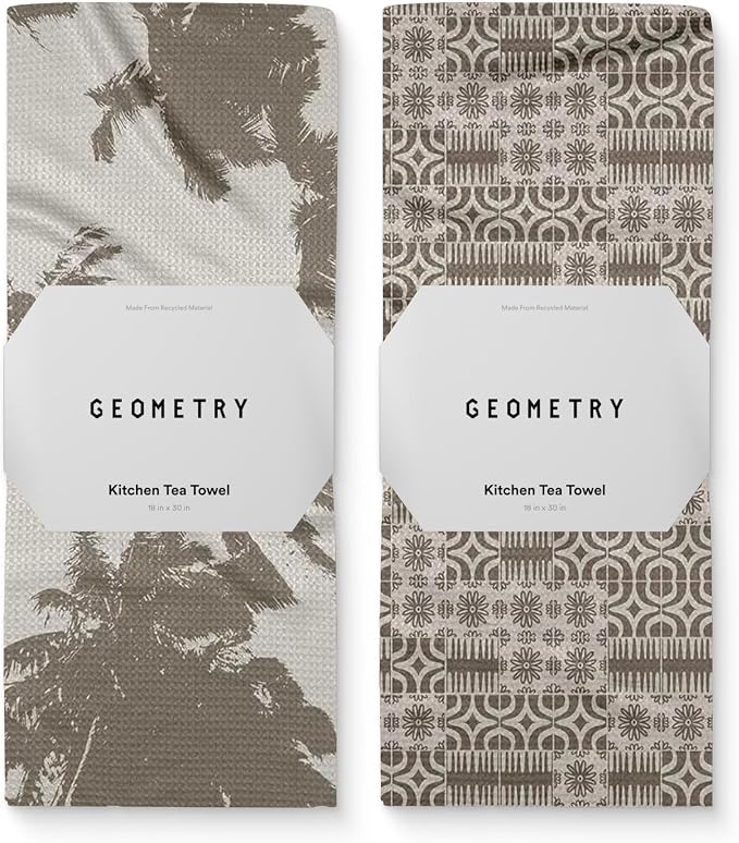 GEOMETRY Spring Kitchen Towels - Quick Dry Microfiber Cloth Spring & Summer Dish Towels for Kitchen Drying - Premium Quick Dry Towel - Sandy Boho, 18" x 30" - 2-Pack