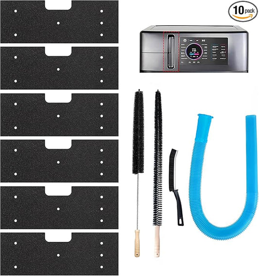 10 Pcs Dryer Vent Cleaner Kit for GE Washer Dryer Combo,Thickened WH01X35719 Lint Filter replacement with dryer vent brush, Dryer Vent Vacuum Hose Attachment,Models: PFQ97HSPVDS (10)