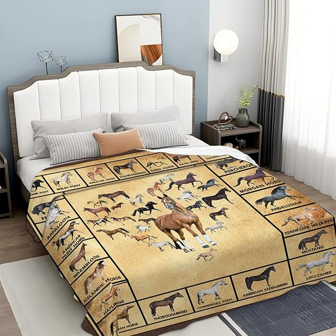Tijuboni Horses Throw Blanket Horse Gifts for Girls Boys Women Men Kids Adults Soft Flannel Fleece Blanket for Couch Sofa Bed Home Decor 60"x80"
