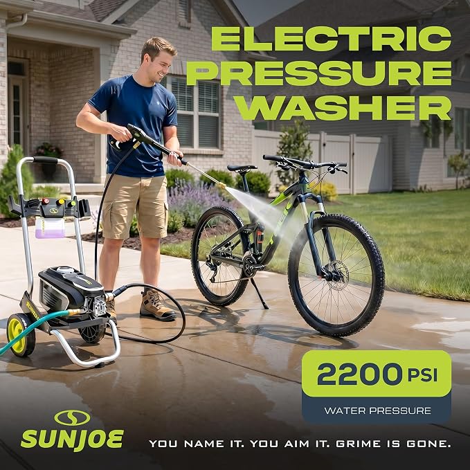 Sun Joe Electric Pressure Washer, 1.1 GPM with Foam Cannon, Turbo Nozzle, 25 Ft Hose, 35 Ft Cord, 13-Amp Power Cleaner for Outdoor Surfaces SPX7000-MAX