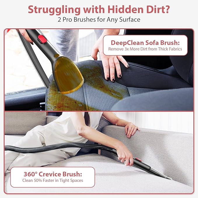 Carpet Cleaner Shampooer Machine, MUJERBAY Portable Spot & Stain Upholstery Cleaner Machine, Easy Move with Handle, 1.5-inch Deep Cleaning Machine for Couch, Stairs, Car and Pet Messes.