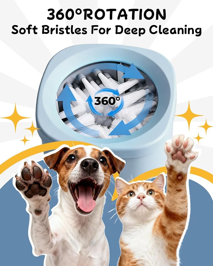 Electric Dog Paw Cleaner for Dogs，2 Speeds Automatic Dog Foot Paw Washer for Small Medium to Large Cat Dog Pet (Blue)
