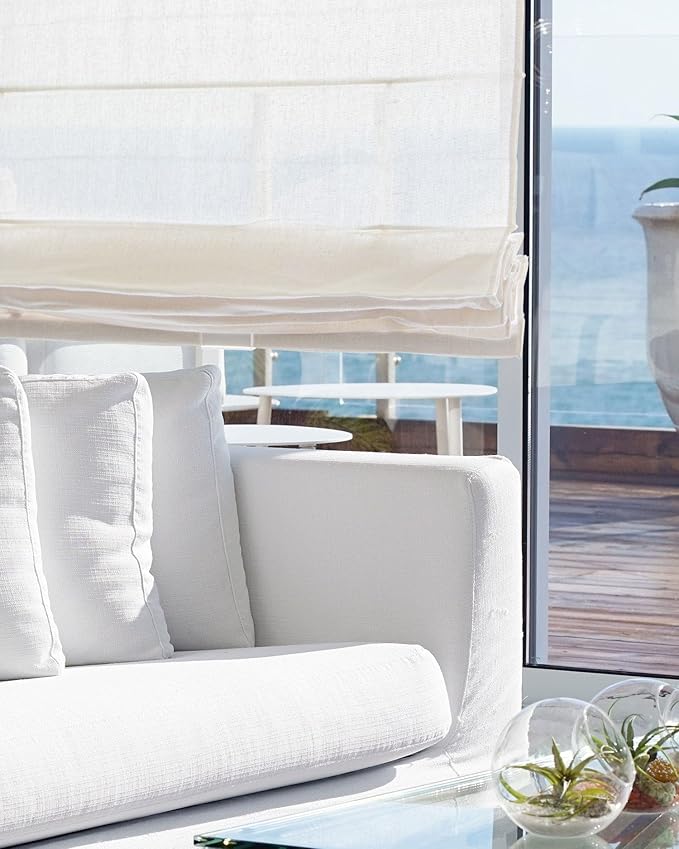 Chicology Cordless Roman Window Shade, Pacific White, 47" W x 64" H | Cordless Child-Safe, Room Darkening UV, Inside/Outside Mount, True-to-Size No Cut, Rich Textured Fabric, Spot-Clean Care Only