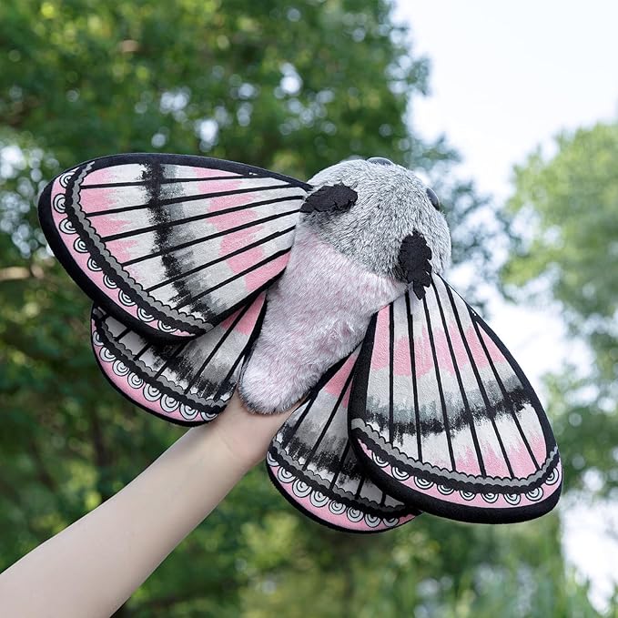 Cute Moth Plush Toy, Grey Moth Stuffed Animals 11in, Handmade Big Mothman Insect Plushie Model Toy, Unique Plush Gift Collection for Kids