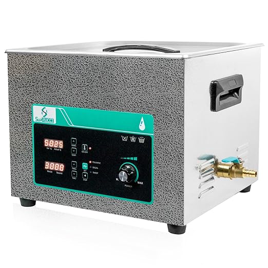 Ultrasonic Cleaner 15L, Sweep Function, 360W Power Adjustable Ultrasonic Parts Cleaner for Cleaning Carburetor, Metal Engine Parts, Gun, Oil Filter, Bike Chain, Gear, Eyewear, Watch, Jewelry